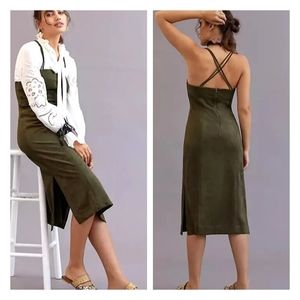 Anthropologie Sueded Slip Midi Dress Size 6
